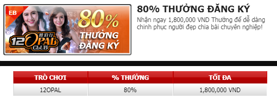 80% thưởng đăng ký tại nhà cái 12bet.com